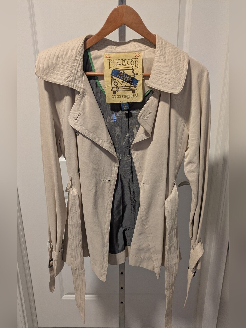 Millard Fillmore For Anthropologie Double Breasted Short Trench Coat, Sz L